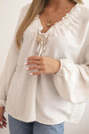 Dámska blúzka s viskózou, výstrihom a zdobením béžová UNI