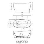 CERANO - Vaňa akrylátová Nerea - voľne stojaca - biela lesklá - 170x80x73 CER-682735