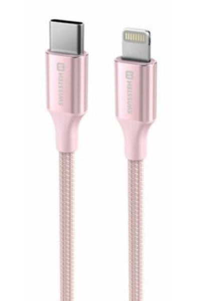 Swissten TEXTILE II dátový kábel USB-C - Lightning 1.5m ružová (71529205)