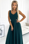 246-5 CINDY dlhé elegantné šaty s výstrihom - ZELENÉ XXL