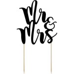 PartyDeco zapichovacie ozdoby na dort čierna Mr&Mrs KPT10-010 dortis - PartyDeco - PartyDeco