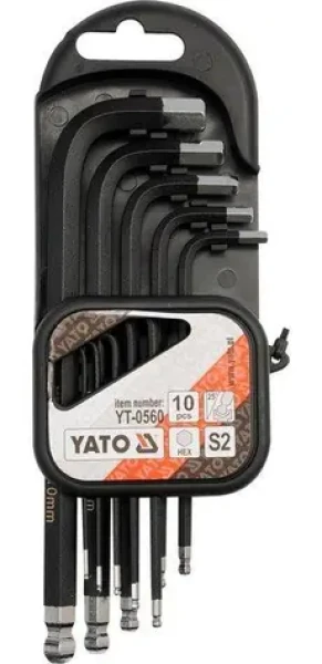 YATO YT-0560 / Sada kľúčov imbus s guličkou 10 ks dlhšia (YT-0560)