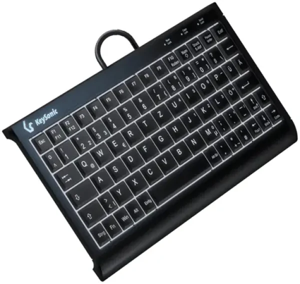 Keysonic KSK-3011ELC čierna / Mini klávesnica / USB / QWERTZ DE / Integrovaný numpad / Podsvietenie LED (60964)