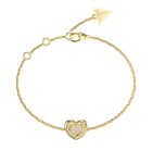 Guess Pozlátený náramok Srdiečko s kryštálmi LOVE JUBB05461JWYG 18,4 cm