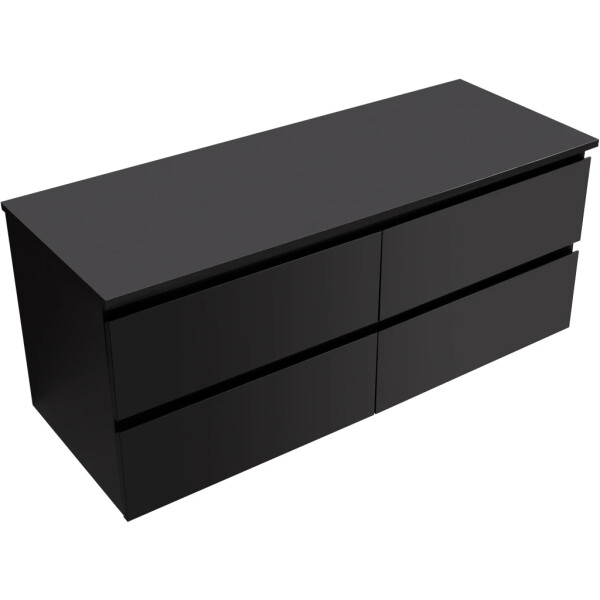 CERANO - Kúpeľňová skrinka Carole + doska pod umývadlo Navira Slim - 18 mm - čierna matná - 120x49,8x46 CER-476396