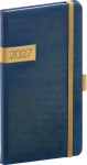 NOTIQUE Vreckový diár Twill 2027 modro-zlatý / 9 x 15,5 cm