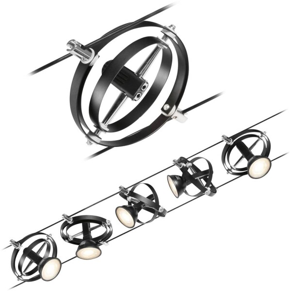 Paulmann 94440 kompletný systém lankových svietidiel GU5.3 čierna (matná), chróm; 94440