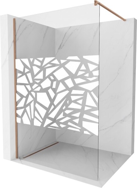 MEXEN/S - Kioto Sprchová zástena Walk-in 80 x 200, biely vzor 8 mm, meď kartáčovaná 800-080-101-65-85