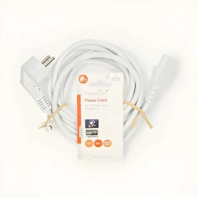 Nedis Napájací kábel zástrčka F - IEC-320-C13 biela / Napájací kábel / uhlový konektor / 3 m / 10A (CEGL10000WT30)