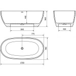 MEXEN - Torino voľne stojaca vaňa liaty mramor 175 x 78, betón mat - 5905315925305 57271757861