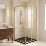 REA - Sprchovací kút City 80x80 Gold Brush Bez sprchovej vaničky REA-K6444