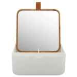 Spirella ALAIS zrkadlo so šperkovnicou 13.8 x 13.8 cm biela / plast / bambus (7610583204936)