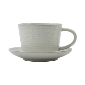 House Doctor Šálka s tanierikom PION sivobiely 230 ml