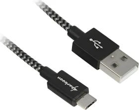 Sharkoon USB-A - Micro USB B čierna/sivá / USB kábel / 2.0 / Opletený / Hliníkové konektory / 1 m (4044951027002)
