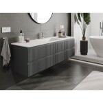 MEXEN/S - Rivel kúpeľňová skrinka 160 cm s umývadlom Otis, 2 zásuvky, reliéf, grafit mat/biela mat - 91A20-16047-2-BFF66-W18M 91A20-16047-2-BFF66-W18M01