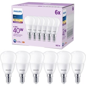 Philips LED 9290035465 LED En.trieda 2021 F (A - G) E14 klasická žiarovka 4.9 W = 40 W teplá biela (Ø x d) 35 mm x 106 mm 6 ks; 9290035465