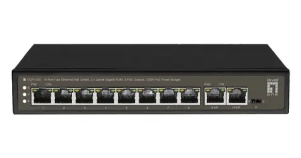 LevelOne FGP-1031 / Switch / 8x Fast Ethernet PoE+ / 2x Gigabit / 120W / Unmanaged (FGP-1031)