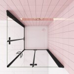 H K - Sprchovací kút MELODY BLACK R808, 80x80 cm so zalamovacími dverami SE-MELODYBLACKR808