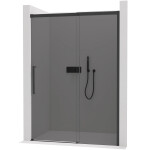 CERANO - Sprchové posuvné dvere Lantono Ľ/P - 8 mm - Soft-Close - čierna matná, grafitové sklo - 150x195 CER-8050BD7240