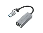 Conceptronic USB-C/USB-A - GbE sivá / Sieťový adaptér / 5 Gbit/s USB / 0,18 m (ABBY08G)