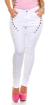 Curvy Girls Size! Sexy Jeans with button deco white 44