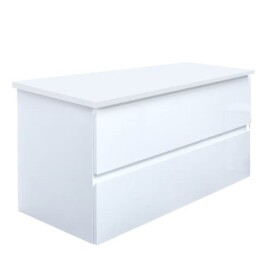 Kúpeľňová skrinka s krycou doskou SAT B-Way 99x50x45 cm biela lesk BWAY2100WDESK BWAY2100WDESK