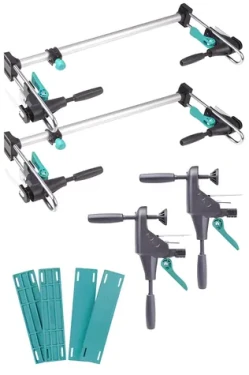 Wolfcraft PRO Sada na montáž zárubní / Montážna sada / 2 svorky / 4 dištančné kusy / 600-1000 mm (3676000)