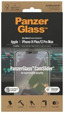 PanzerGlass Tvrdené sklo UWF CamSlider AB pre Apple iPhone 14 PLUS/13 Pre Max čierna (2797)