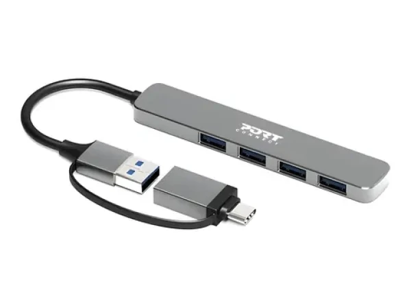 PORT CONNECT 900161 / USB hub / 4X USB-A 3.0 / USB-C/USB-A vstup / 5 Gb/s (900161)