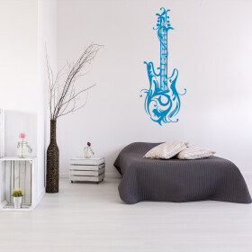 Veselá Stena Samolepka Dizajnová gitara Farba: modrá, Veľkosť: 80 x 32 cm
