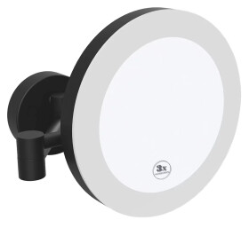 SAPHO - X-ROUND BLACK závesné kozmetické zrkadlo LED, priemer 200, čierná mat XR016B