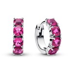 Pandora Kruhové strieborné náušnice s ružovými kryštálmi Timeless 293851C02