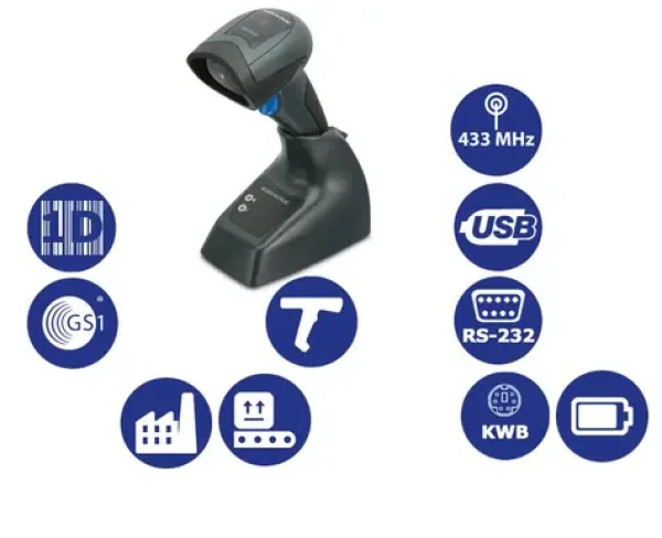 Datalogic QuickScan I QM2131 / 1D snímač čiarových kódov / 433MHz / Multi-IF / kolíska / bez IF kábla / čierna (QM2131-BK-433)