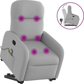 VidaXL vidaXL Podnoszony fotel masujący, rozkładany, Sivý, tkanina