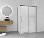 CERANO - Sprchovací kút Lantono - pravá - 8 mm - Soft-Close - čierna matná, mliečne sklo - 130x70 - posuvný CER-665461