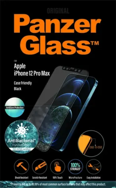 PanzerGlass Tvrdené sklo Case Friendly AntiGlare pre Apple iPhone 12 Pro Max čierna (5711724027215)