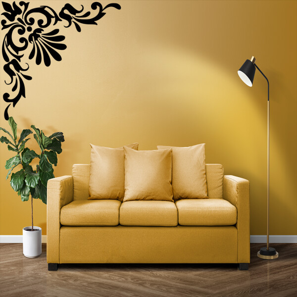 Veselá Stena Samolepka Ornament do rohu Farba: černá, Veľkosť: 60 x 60 cm