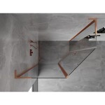 MEXEN/S - Mist Lsprchovací kút päťboký krídlový asymetrický 90x80, transparent, meď kartáčovaná 8A8L-090-080-65-00