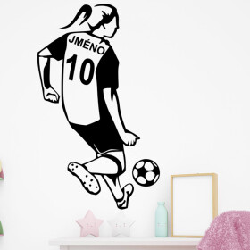 Veselá Stena Samolepka Futbalistka s menom Farba: černá, Veľkosť: 40 x 23 cm