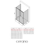 CERANO - Trostenný sprchovací kút Varone LINE UL/P - 6 mm - čierna matná, mliečne sklo - 90x70 - posuvný CER-DY505-9109