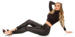 Sexy KouCla highw.leatherlook trousers with lacing black XL