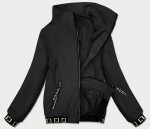 Krátká černá dámská bunda se stojáčkem (B8016-1) Barva: odcienie czerni, Velikost: