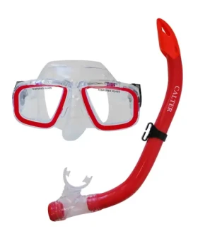CALTER Potápačský set JUNIOR S9301+M229 červená / Šnorchel a maska / PVC