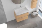CERANO - Kúpeľňová skrinka Velora - dub medový, úchytka chróm + umývadlo z lit. mramoru s otvorom Vita - biela lesklá - 70x63x46,5 CER-8050BD83880