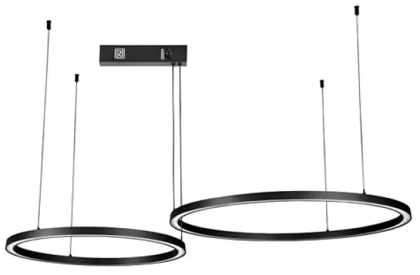 Immax NEO FINO NEW SMART čierna / Závesné svietidlo / 2 kruhy 60 +80cm / 93W / Zigbee 3.0 TUYA (07216L)