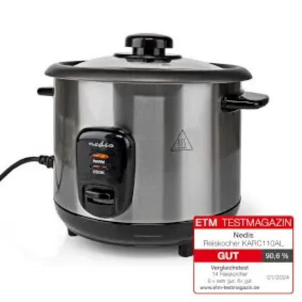 Nedis KARC110AL strieborná / Ryžovar / 400 W / 1 l / nepriľnavý povrch / automatické vypnutie (KARC110AL)