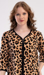 Dámske domáce šaty s trojštvrťovým rukávom Leopard hnědá 2XL