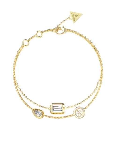 Guess Dvojitý pozlátený náramok so zirkónmi 4G Light JUBB05237JWYG 21 cm