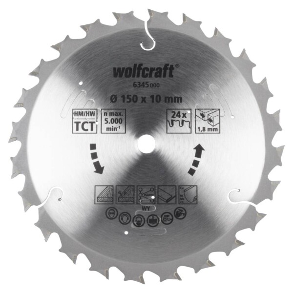 Wolfcraft 6345000 pílový kotúč 150 x 10 x 1.8 mm Počet zubov (na palec): 24 1 ks; 6345000