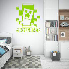 Veselá Stena Samolepka Minecraft hra Farba: zelená, Veľkosť: 60 x 71 cm